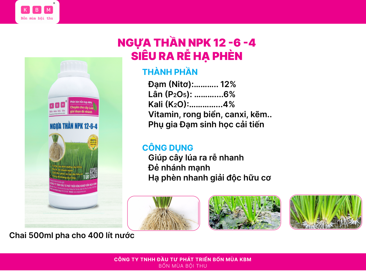 NGỰA THẦN NPK 12-6-4     (SIÊU RA RỄ HẠ PHÈN)